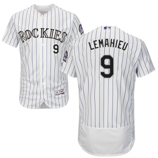 Men's Majestic Colorado Rockies 9 DJ LeMahieu White Home Flex Base Authentic Collection MLB Jersey