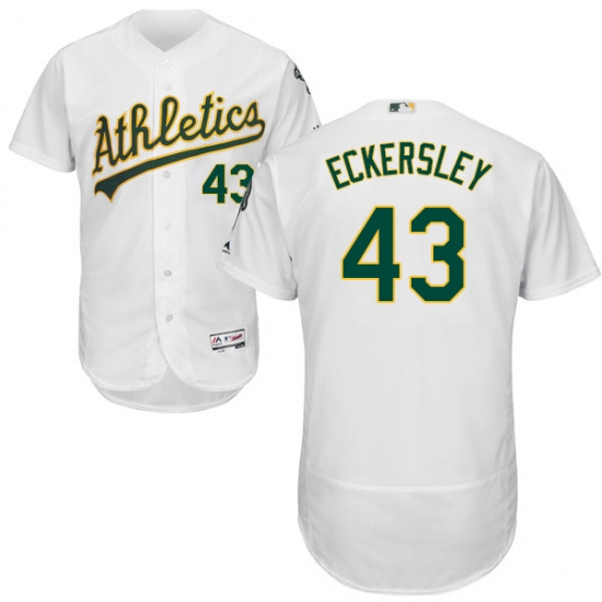 Men's Majestic Oakland Athletics 43 Dennis Eckersley White Home Flex Base Authentic Collection MLB Jersey