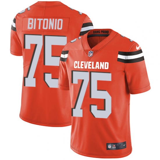 Men's Nike Cleveland Browns 75 Joel Bitonio Orange Alternate Vapor Untouchable Limited Player NFL Jersey