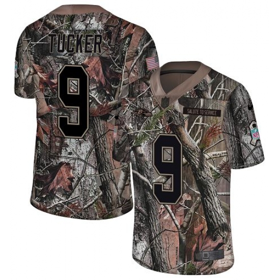 Men's Nike Baltimore Ravens 9 Justin Tucker Limited Camo Salute to Service NFL Jersey
