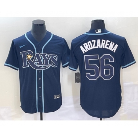 Men's Tampa Bay Rays 56 Randy Arozarena Navy Blue Stitched MLB Cool Base Nike Jersey