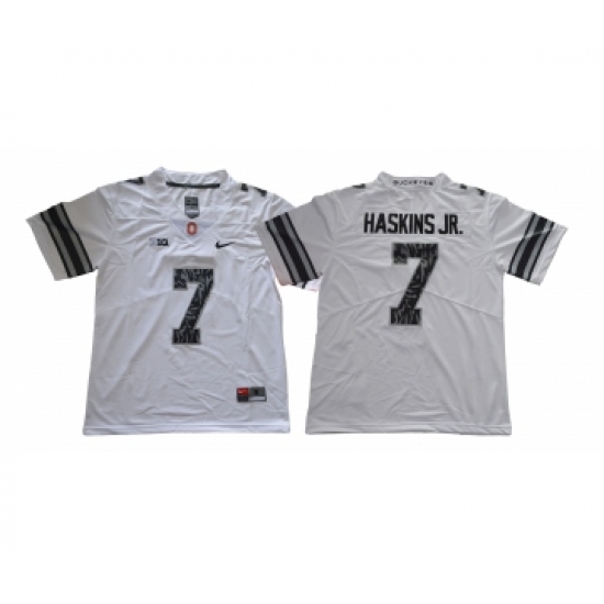 Ohio State Buckeyes 7 Dwayne Haskins Jr White Shadow College Football Jersey