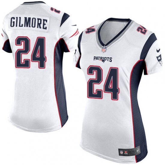 Women's Nike New England Patriots 24 Stephon Gilmore Game White NFL Jersey