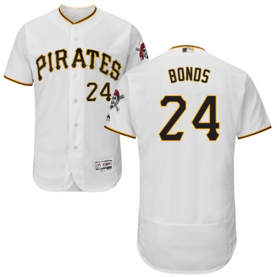 Men's Majestic Pittsburgh Pirates 24 Barry Bonds White Home Flex Base Authentic Collection MLB Jersey