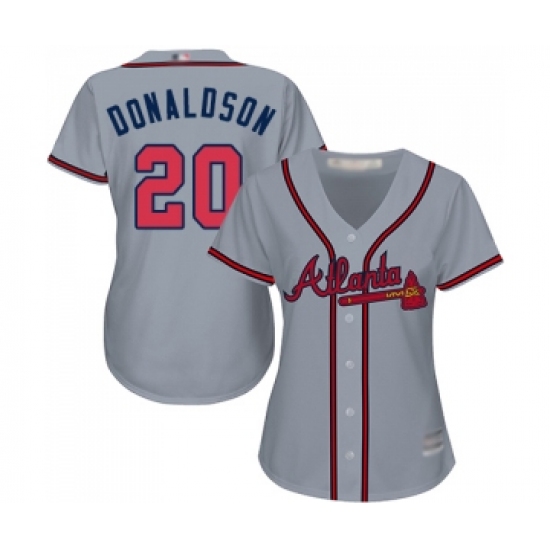 Women's Atlanta Braves 20 Josh Donaldson Replica Grey Road Cool Base Baseball Jersey