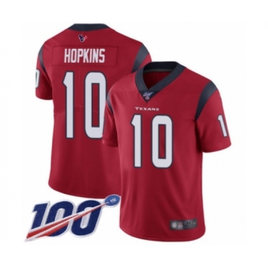 Men's Nike Houston Texans 10 DeAndre Hopkins Red Alternate Vapor Untouchable Limited Player 100th Season NFL Jersey