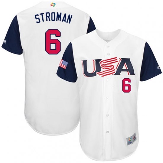 Youth USA Baseball Majestic 6 Marcus Stroman White 2017 World Baseball Classic Authentic Team Jersey