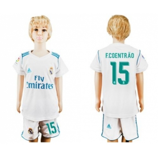 Real Madrid 15 F.Coentrao White Home Kid Soccer Club Jersey