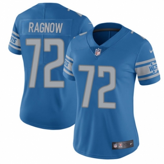 Women's Nike Detroit Lions 72 Frank Ragnow Blue Team Color Vapor Untouchable Limited Player NFL Jersey