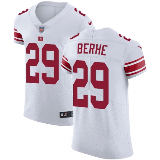 Men's Nike New York Giants 29 Nat Berhe White Vapor Untouchable Elite Player NFL Jersey