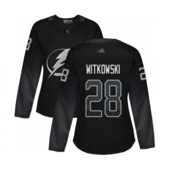 Women's Tampa Bay Lightning 28 Luke Witkowski Authentic Black Alternate Hockey Jersey