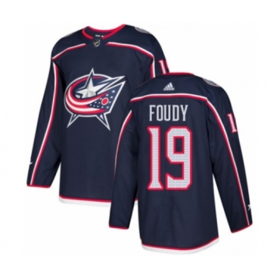 Men's Adidas Columbus Blue Jackets 19 Liam Foudy Premier Navy Blue Home NHL Jersey