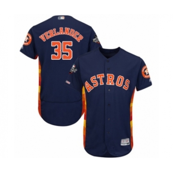 Men's Houston Astros 35 Justin Verlander Navy Blue Alternate Flex Base Authentic Collection 2019 World Series Bound Baseball Jersey