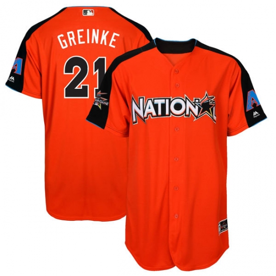 Men's Majestic Arizona Diamondbacks 21 Zack Greinke Authentic Orange National League 2017 MLB All-Star MLB Jersey