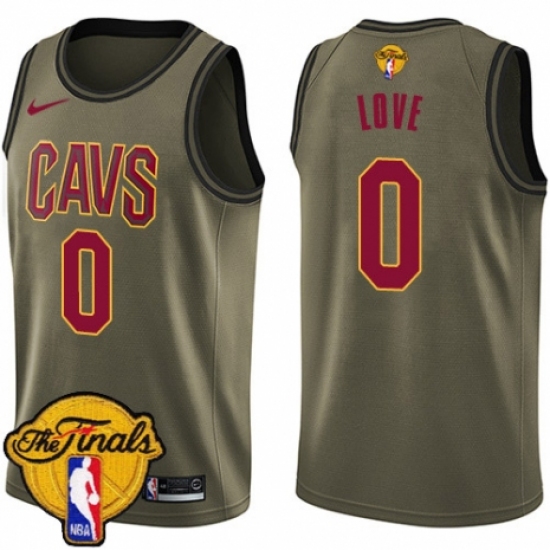 Men's Nike Cleveland Cavaliers 0 Kevin Love Swingman Green Salute to Service 2018 NBA Finals Bound NBA Jersey