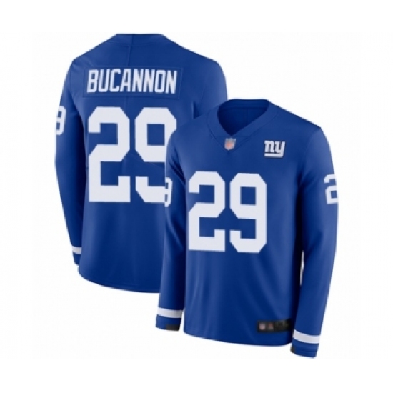 Men's New York Giants 29 Deone Bucannon Limited Royal Blue Therma Long Sleeve Football Jersey