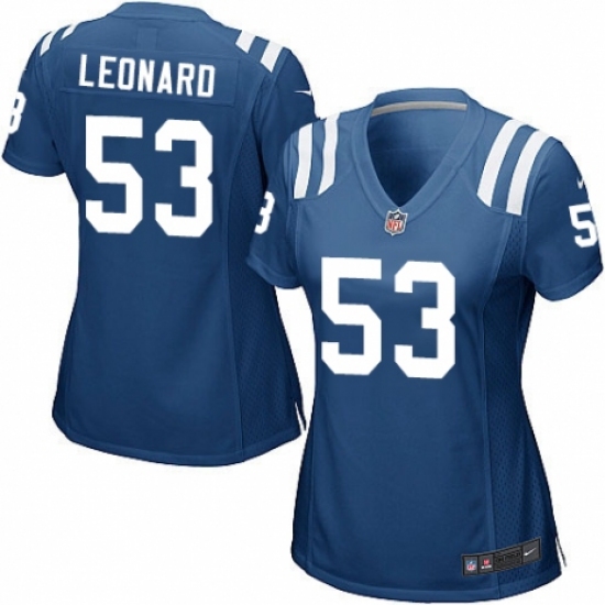 Women's Nike Indianapolis Colts 53 Darius Leonard Game Royal Blue Team Color NFL Jersey