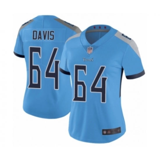 Women's Tennessee Titans 64 Nate Davis Light Blue Alternate Vapor Untouchable Limited Player Football Jersey