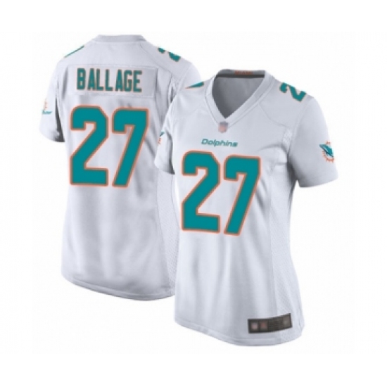 Women's Miami Dolphins 27 Kalen Ballage Game White Football Jersey