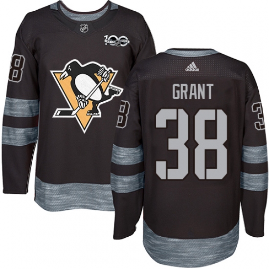 Men's Adidas Pittsburgh Penguins 38 Derek Grant Authentic Black 1917-2017 100th Anniversary NHL Jersey