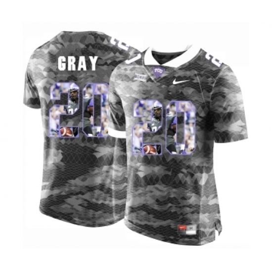 TCU Horned Frogs 20 Deante Gray Gray With Portrait Print College Football Limited Jersey