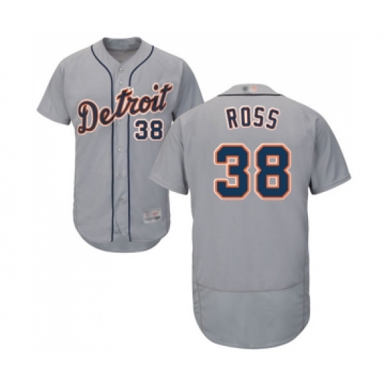 Men's Detroit Tigers 38 Tyson Ross Grey Road Flex Base Authentic Collection Baseball Jersey