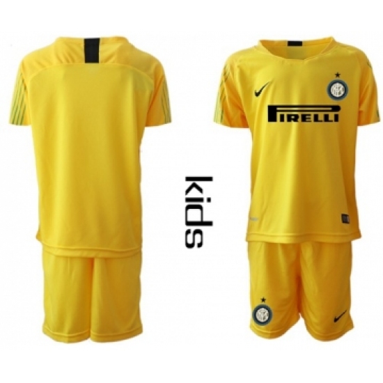 Inter Milan Blank Yellow Goalkeeper Kid Soccer Club Jersey