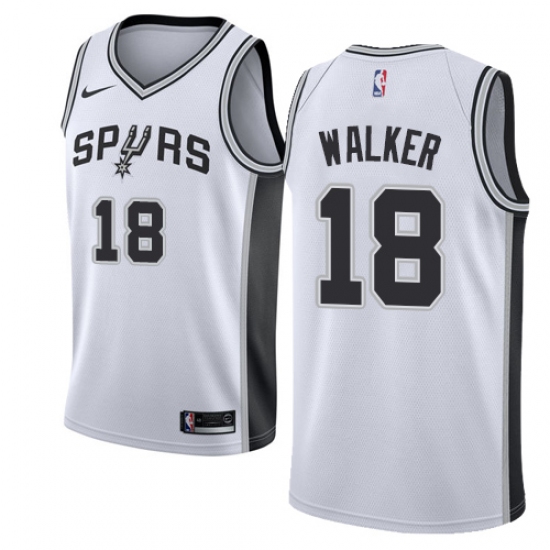 Men's Nike San Antonio Spurs 18 Lonnie Walker Swingman White NBA Jersey - Association Edition