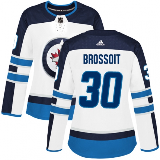 Women's Adidas Winnipeg Jets 30 Laurent Brossoit Authentic White Away NHL Jersey