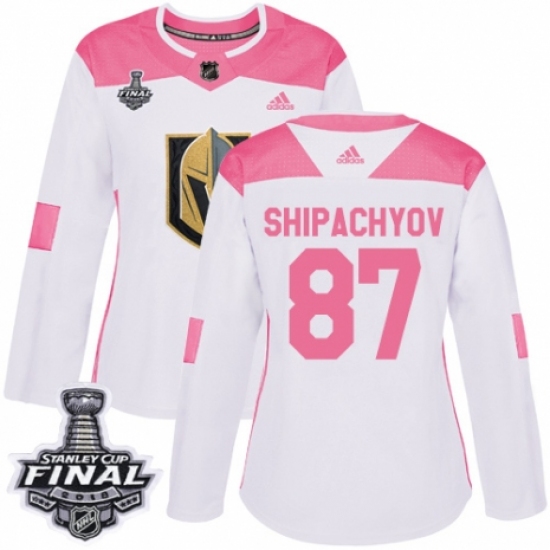 Women's Adidas Vegas Golden Knights 87 Vadim Shipachyov Authentic White/Pink Fashion 2018 Stanley Cup Final NHL Jersey