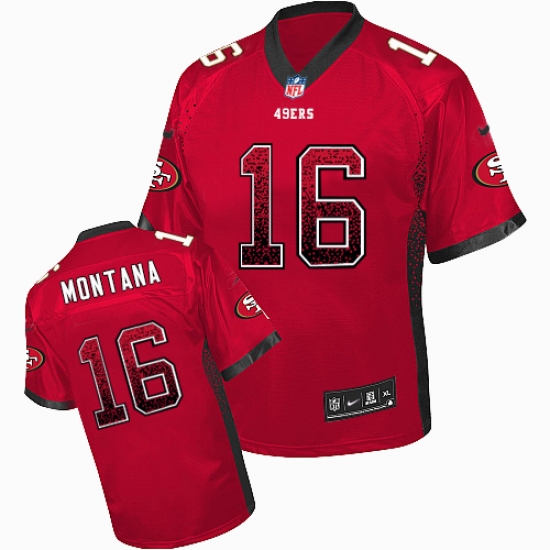 Youth Nike San Francisco 49ers 16 Joe Montana Elite Red Drift Fashion NFL Jersey