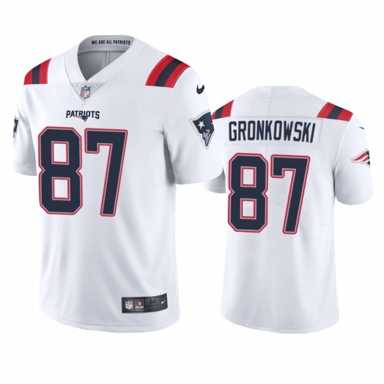 Nike New England Patriots 87 Rob Gronkowski Men's White 2020 Vapor Limited Jersey
