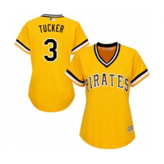 Women's Pittsburgh Pirates 3 Cole Tucker Authentic Gold Alternate Cool Base Baseball Player Jersey