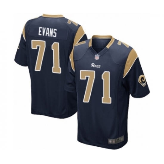 Men's Los Angeles Rams 71 Bobby Evans Game Navy Blue Team Color Football Jersey