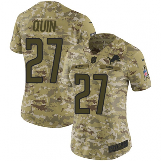 Women's Nike Detroit Lions 27 Glover Quin Limited Camo 2018 Salute to Service NFL Jersey