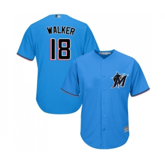 Men's Miami Marlins 18 Neil Walker Replica Blue Alternate 1 Cool Base Baseball Jersey