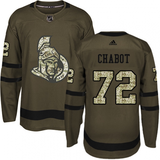 Men's Adidas Ottawa Senators 72 Thomas Chabot Authentic Green Salute to Service NHL Jersey