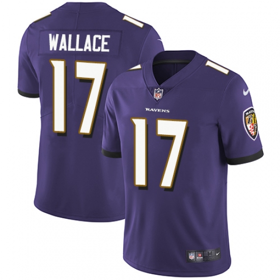 Youth Nike Baltimore Ravens 17 Mike Wallace Purple Team Color Vapor Untouchable Limited Player NFL Jersey