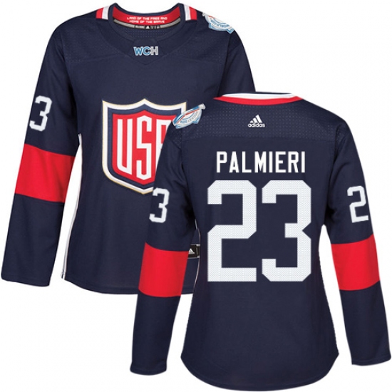 Women's Adidas Team USA 23 Kyle Palmieri Premier Navy Blue Away 2016 World Cup Hockey Jersey