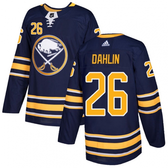 Men's Adidas Buffalo Sabres 26 Rasmus Dahlin Authentic Navy Blue Home NHL Jersey