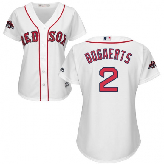 Women's Majestic Boston Red Sox 2 Xander Bogaerts Authentic White Home 2018 World Series Champions MLB Jersey