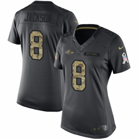 Women's Nike Baltimore Ravens 8 Lamar Jackson Limited Black 2016 Salute to Service NFL Jersey