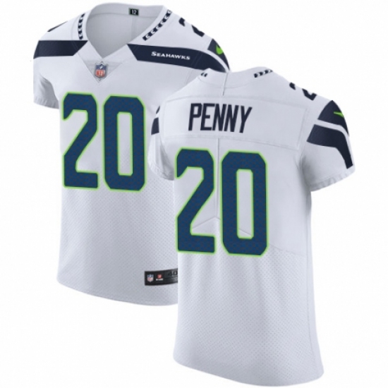 Men's Nike Seattle Seahawks 20 Rashaad Penny White Vapor Untouchable Elite Player NFL Jersey