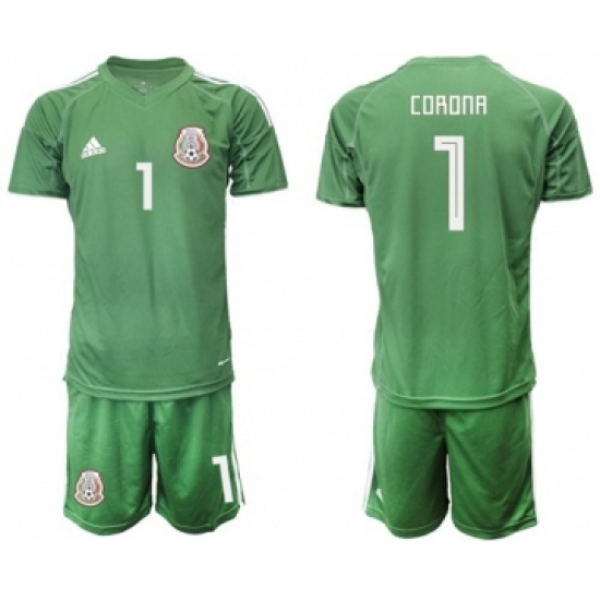 Mexico 1 Corona Green Goalkeeper Soccer Country Jersey