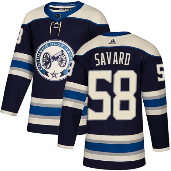 Men's Adidas Columbus Blue Jackets 58 David Savard Authentic Navy Blue Alternate NHL Jersey