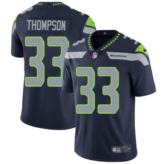 Men's Nike Seattle Seahawks 33 Tedric Thompson Steel Blue Team Color Vapor Untouchable Limited Player NFL Jersey