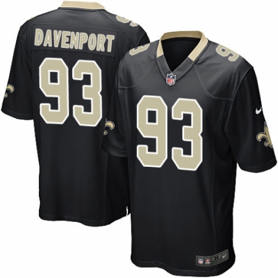 Men's Nike New Orleans Saints 93 Marcus Davenport Game Black Team Color NFL Jersey