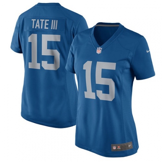 Women's Nike Detroit Lions 15 Golden Tate III Game Blue Alternate NFL Jersey