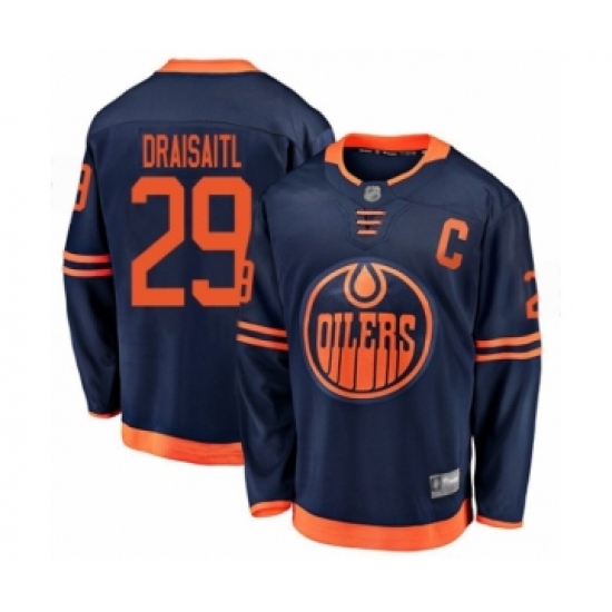 Youth Edmonton Oilers 29 Leon Draisaitl Authentic Navy Blue Alternate Fanatics Branded Breakaway Hockey Jersey