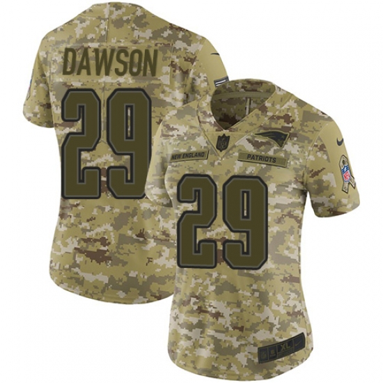 Women's Nike New England Patriots 29 Duke Dawson Limited Camo 2018 Salute to Service NFL Jersey